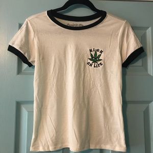High on Life weed patch ringer t shirt 420
